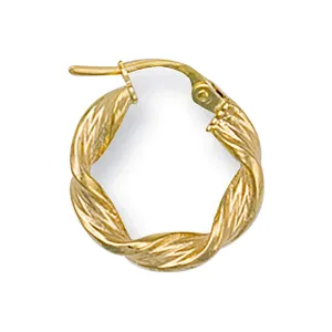 9ct Gold Twist Round Hoop Earrings