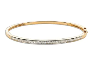 9ct Gold Women's Diamond Bangle Bracelet, Channel Set Style, 1.00ct, 3.5mm, Exquisite Gift Box Included