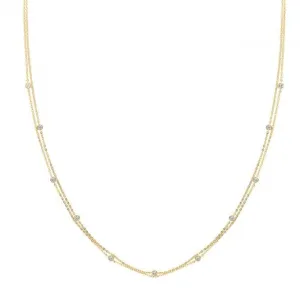 9CT Gold Zirconia Double Chain Necklet