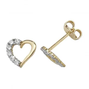 9ct Gold Zirconia Heart Studs with Brilliant Gemstones