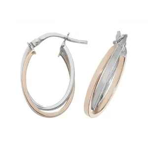 9ct Rose & White Gold Double Oval Hoop Earrings ER1011R