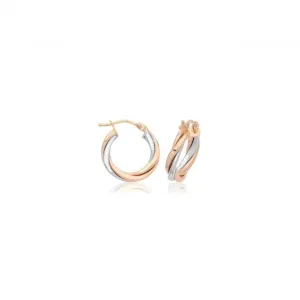 9ct Tri-Color Gold 30mm Hoop Earrings ER1222