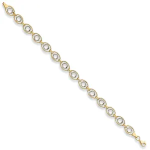 9ct White and Yellow Gold 8mm Fancy Oval Linked Bracelet