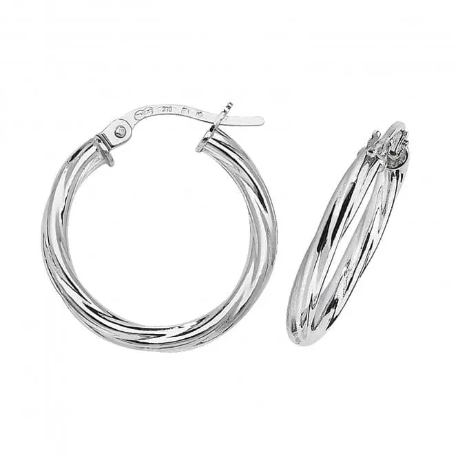 9ct White Gold 15mm Hoop Earrings ER349W