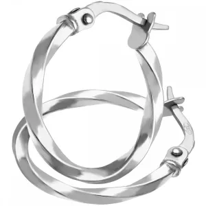 9ct White Gold 15mm Twist Hoop Earrings