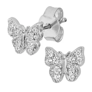 9ct White Gold Butterfly Stud Earrings