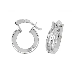 9CT White Gold CZ Hoop Earrings ER085W