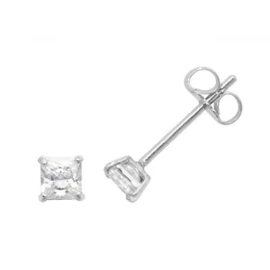 9ct White Gold Square Zirconia Stud Earrings ES466W