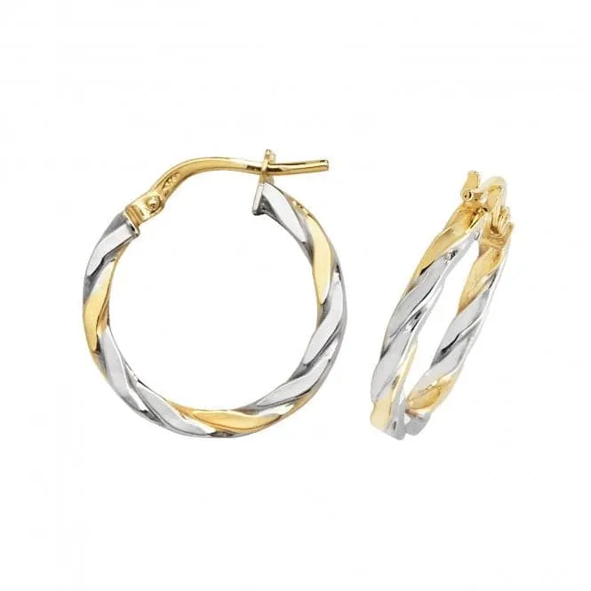 9ct Yellow & White Gold Oval Hoop Earrings ER1041YW