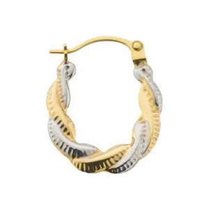 9ct Yellow and White Gold Fancy Twisted Creole Earrings