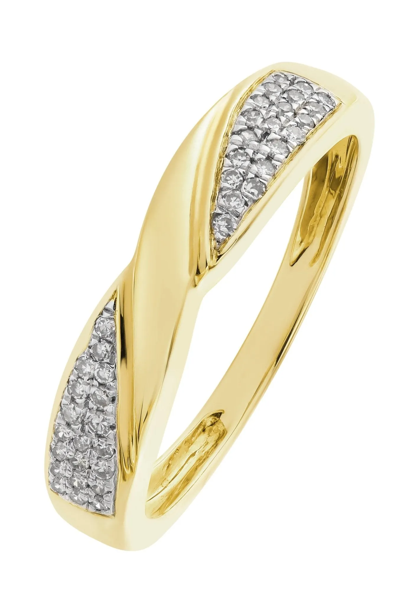 9ct Yellow Gold 0.10ct Diamond Crossover Ring