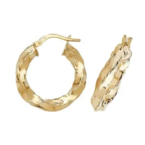 9CT Yellow Gold 15mm Hoop Earrings ER132