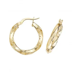 9CT Yellow Gold 15mm Hoop Earrings ER375