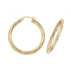 9ct Yellow Gold 25mm Hoop Earrings ER356