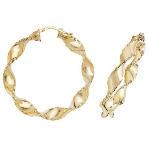 9ct Yellow Gold 30mm Diamond Cut Hoop Earrings ER205