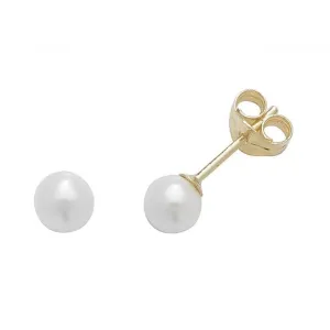 9ct  Yellow  Gold  4mm  Pearl  Stud  Earrings  ES238S