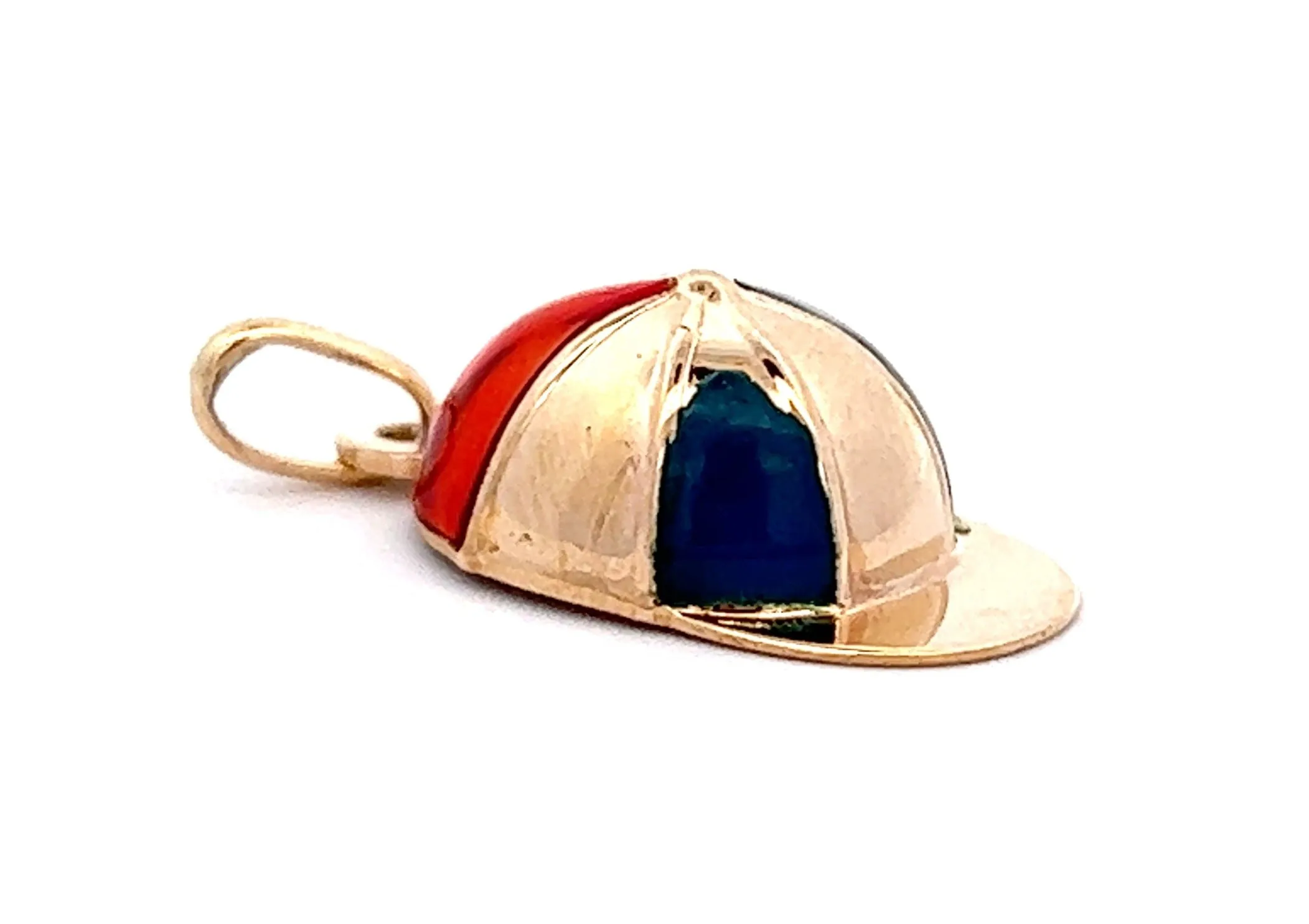 9ct Yellow Gold & Enamel Jockey Cap Pendant