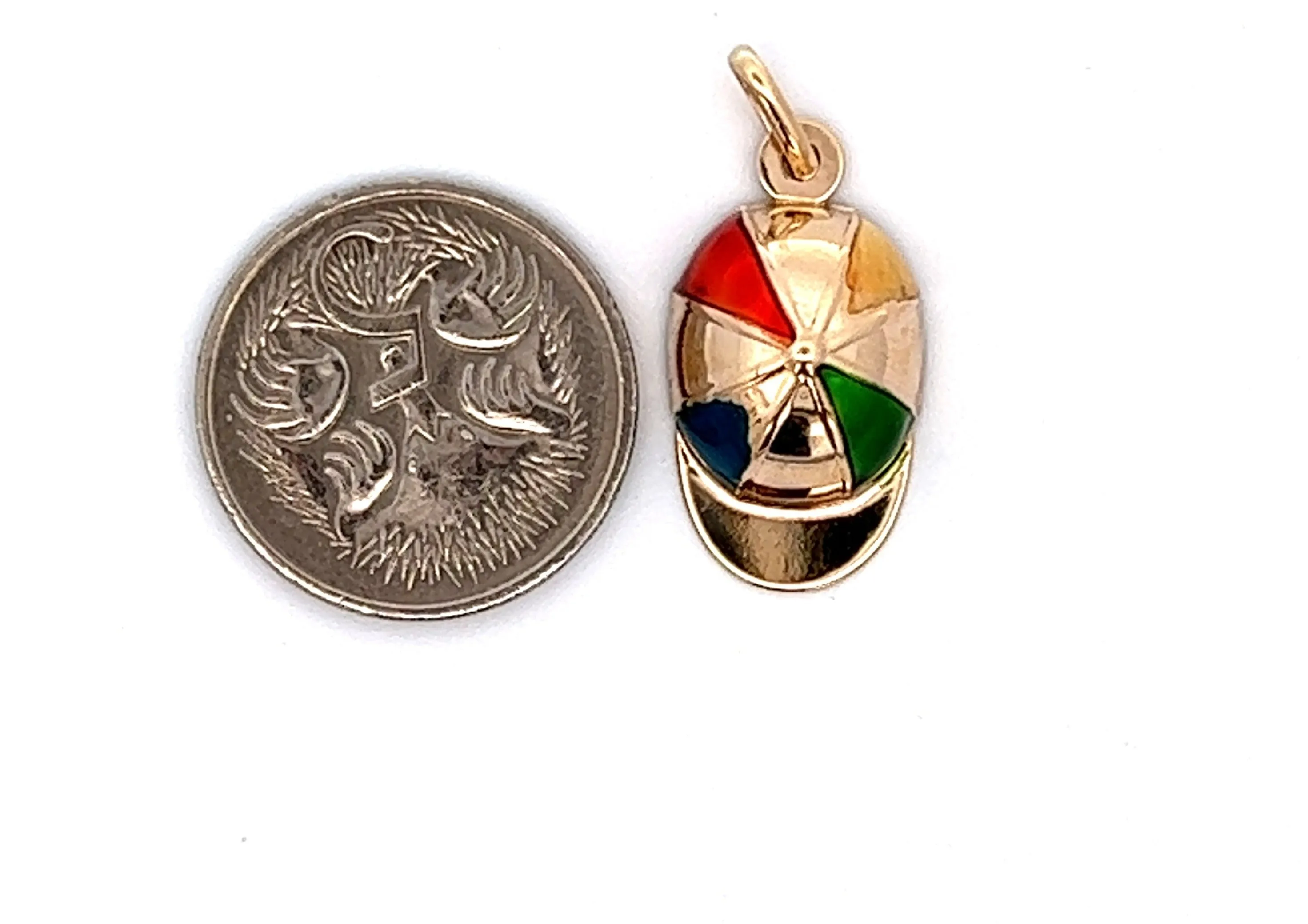 9ct Yellow Gold & Enamel Jockey Cap Pendant