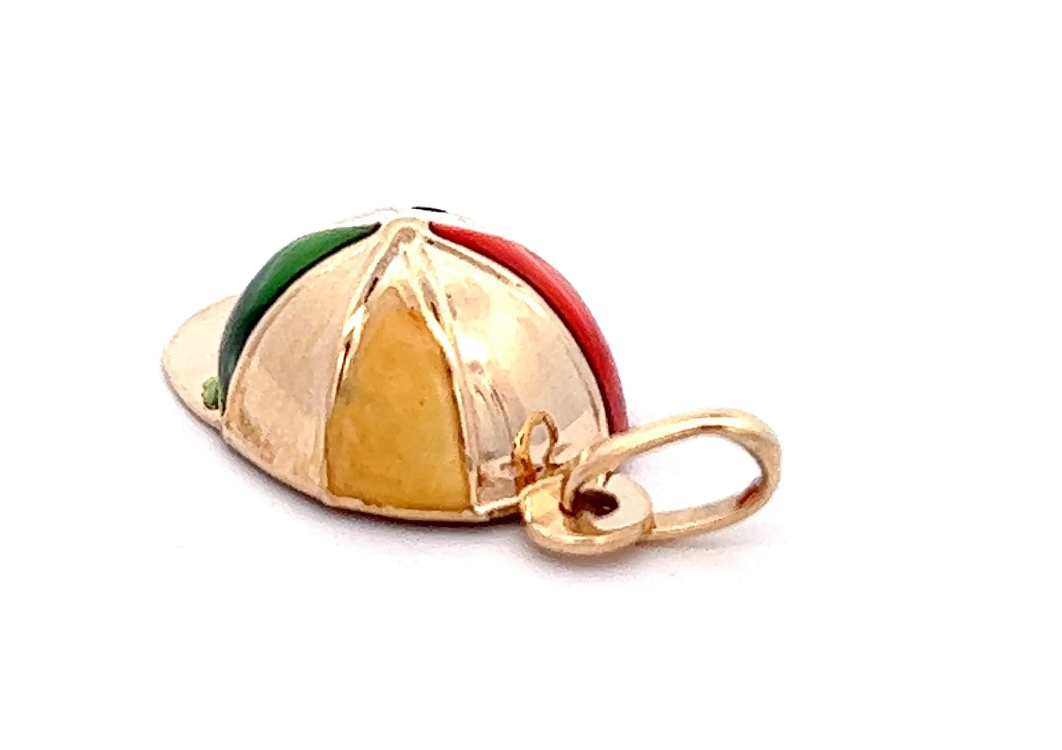 9ct Yellow Gold & Enamel Jockey Cap Pendant