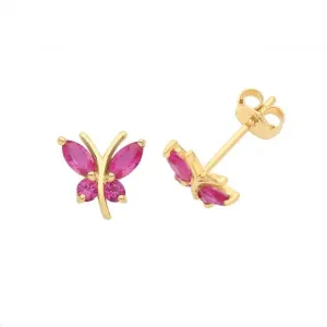 9CT Yellow Gold Butterfly Stud Earrings ES1602R