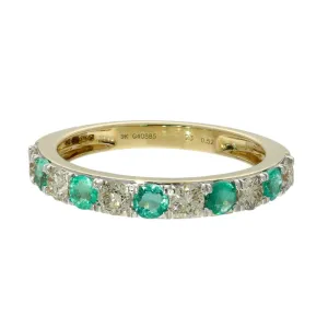 9ct Yellow Gold Emerald & Diamond Half Eternity Ring