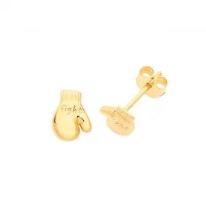 9ct Yellow Gold Fight Boxing Gloves Studs ES692