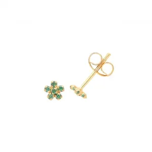 9ct Yellow Gold Green Zirconia Flower Studs ES718E