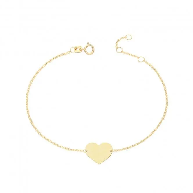 9ct Yellow Gold Heart ID Bracelet