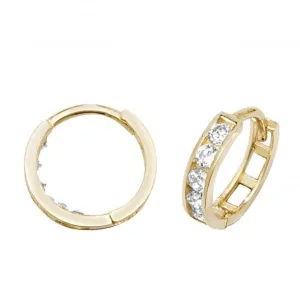 9ct Yellow Gold Hinged Zirconia Earrings ER1081