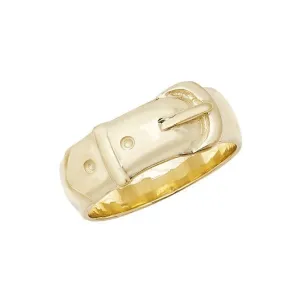 9ct Yellow Gold Mens Plain Buckle Ring RN234