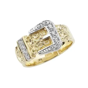 9ct Yellow Gold Mens Zirconia Ring RN698