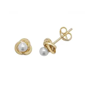 9ct Yellow Gold Pearl Orbital Stud Earrings ES369