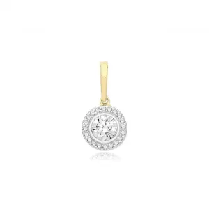 9ct Yellow Gold Round Zirconia Pendant PN1014