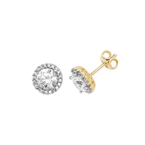 9ct Yellow Gold Round Zirconia Stud Earrings ES563