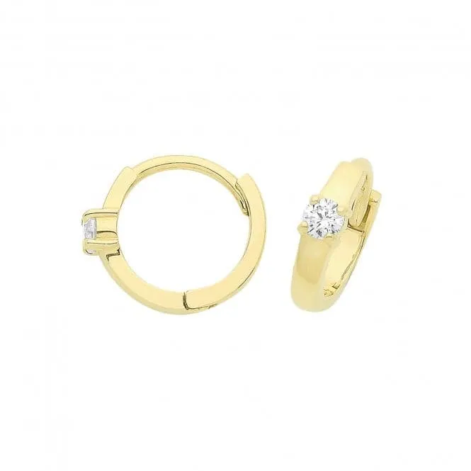 9ct Yellow Gold Single Zirconia Earrings with Hinged Design ES1672