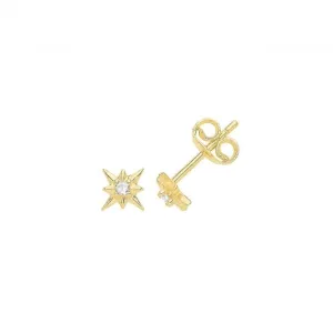 9ct Yellow Gold Star Studs Earrings with Zirconia Sparkle