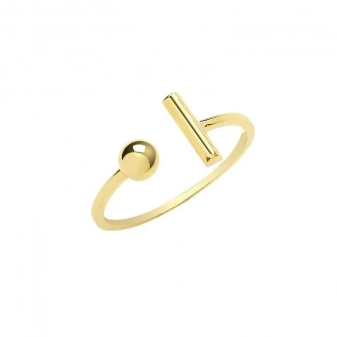 9ct Yellow Gold T Bar & Bead Ring RN1613