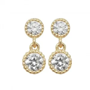 9ct Yellow Gold Zirconia Drop Earrings ES456