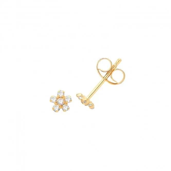 9ct Yellow Gold Zirconia Flower Studs ES718