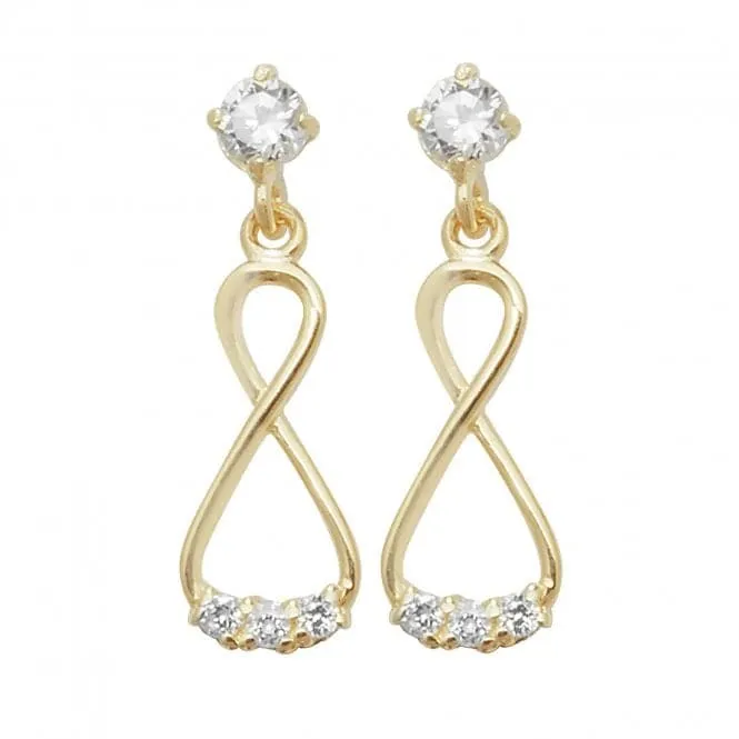 9ct Yellow Gold Zirconia Infinity Drop Earrings ES448