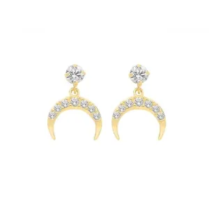 9ct Yellow Gold Zirconia Moon Drop Earrings ES677