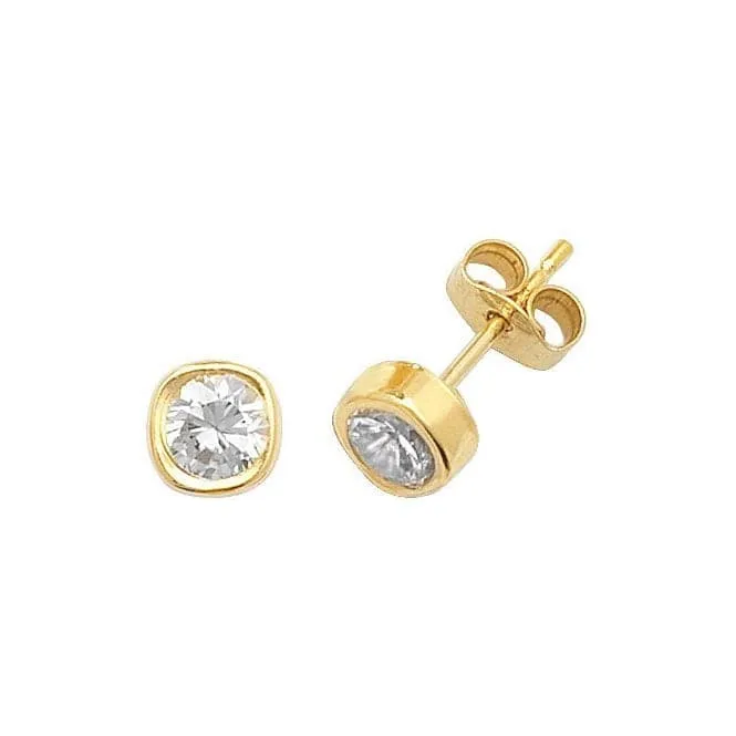 9ct  Yellow  Gold  Zirconia  Stud  Earrings  ES303