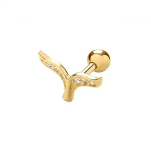 9ct Yellow Gold Zirconia Wings Cartilage 6mm Post Stud ES1942