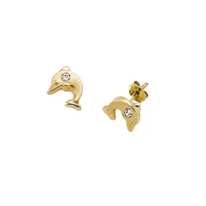 9ct  Yellowdolphin  Zirconia  Stud  Earrings  ES247S