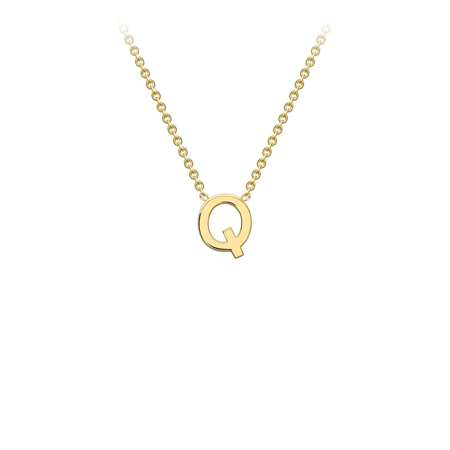 9K Yellow Gold 'Q' Initial Adjustable Letter Necklace 38/43cm