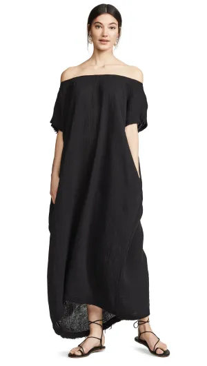 9Seed Moonstone Off Shoulder Caftan Black