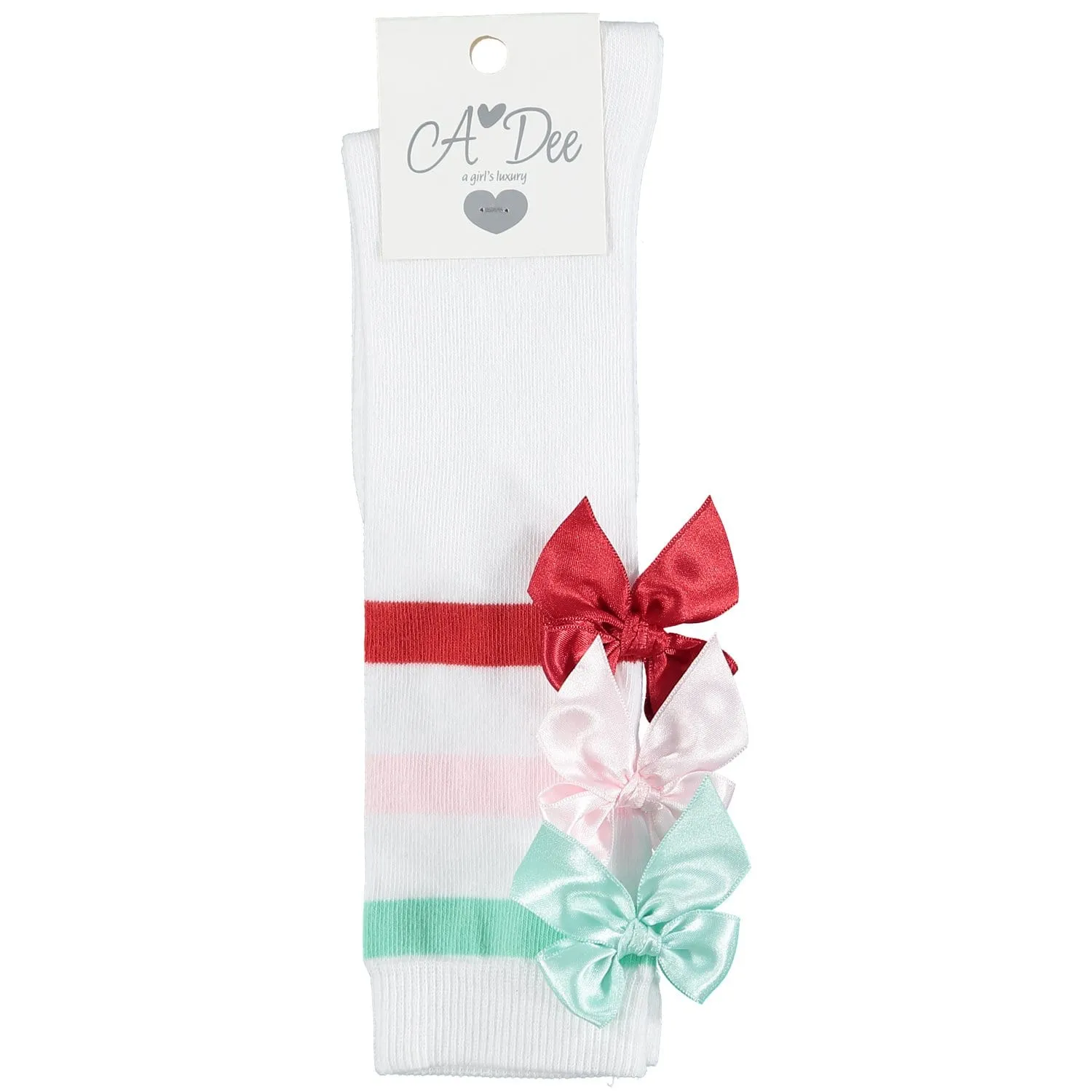 A DEE - Elizabeth Bow Knee High Sock - White