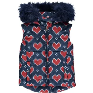 A DEE - Heart Print Gilet - Navy