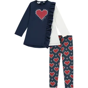 A DEE - Two Tone Heart Legging Set - Navy