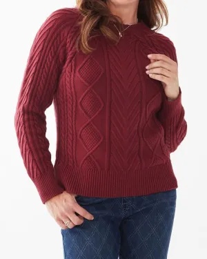 A-Line Cable Raglan Sweater in Cabernet | Cabernet